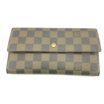 LOUIS VUITTON Damier Porte Tresor International N61215 Internal scratch, initials