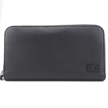 FENDI 7M0210 Round Zipper Long Wallet Black Men's