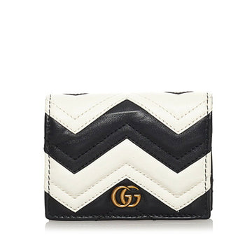 Gucci GG Marmont Bifold Wallet White Black Leather Ladies GUCCI