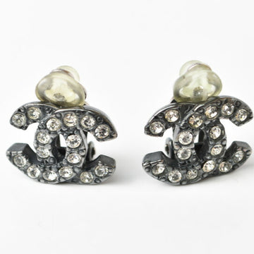 CHANEL earring accessories here mark CC rhinestone gunmetal