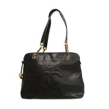 CHANELAuth  Women's Caviar Leather Shoulder Bag Black