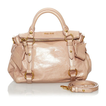 Miu Miu Miu ribbon handbag shoulder bag beige pink leather ladies MIUMIU