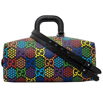 GUCCI 3way duffel bag black multicolor GG psychedelic 587866 Boston PVC leather  handbag flashy backpack rucksack