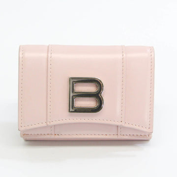 BALENCIAGA B Logo HOURGLASS 600212 Women's Leather Wallet [tri-fold] Light Pink
