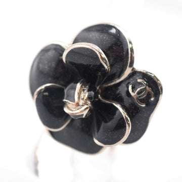 CHANEL Camellia Ring 08P Coco Mark Black Ladies