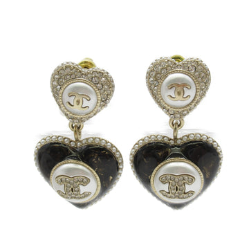 CHANEL Pierced earrings heart B22S Pierced earrings Gold Black metal Gold Black