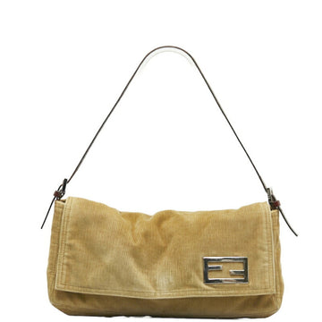 FENDI Mamma Bucket One Shoulder Bag Beige Canvas Leather Women's