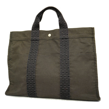 HERMESAuth  Her Line Ale Line MM Women's Canvas Tote Bag Black
