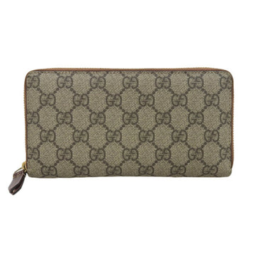 GUCCI GG Supreme Round Long Wallet 410102 Beige/Brown Women's