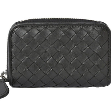 BOTTEGA VENETA card case coin  wallet intrecciato leather black