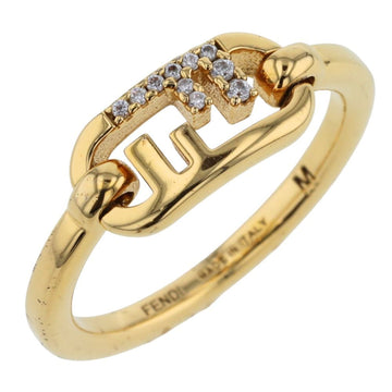 FENDI Ring Orlock 8AH323 Rhinestone Gold Plated No. 13 Women's