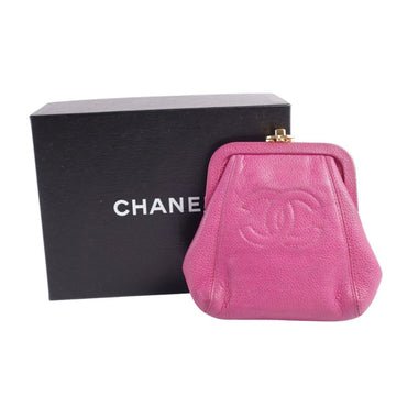 CHANEL wallet coin case purse here mark turn lock caviar skin women's pink