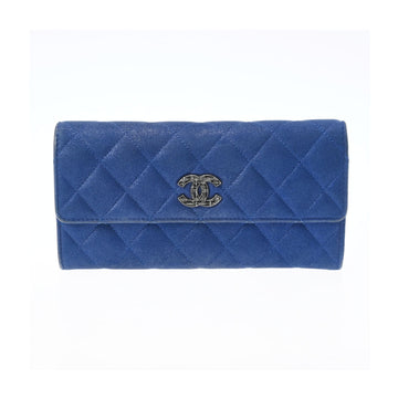 CHANEL Matelasse Chain Me Blue Women's Quilted Long Wallet