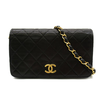 CHANEL Mini Matelasse ChainShoulder Bag Black Lambskin [sheep leather]