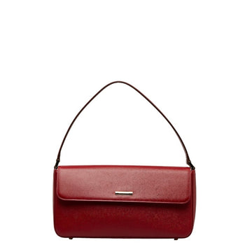 BURBERRY Nova Check One Shoulder Bag Red Leather Women's