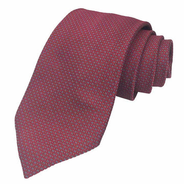 HERMES Tie H 100% Silk Bordeaux x Light Blue Men's