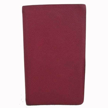 HERMES Notebook Cover Red Leather Agenda Women's Men's