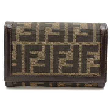 Fendi Zucca 2810-31052 Men Women Canvas Leather Wallet (bi-fold) Brown