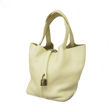 HERMESAuth  Picotan Lock MM A Stamp Women's Taurillon Clemence Handbag White