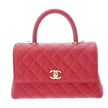 CHANEL XS Red Champagne A92990 Women's Caviar Skin Bag Handbag Shoulder