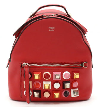 FENDI Backpack Rucksack Studs Valentine Limited Color Leather Red 8BR038