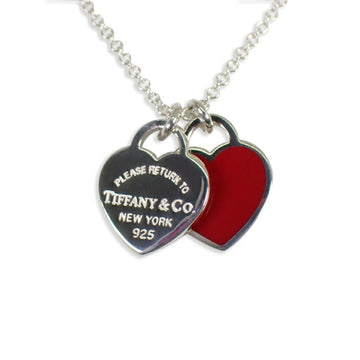 TIFFANY 925 enamel return to double heart tag pendant