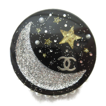 CHANEL Brooch moon and stars Black Silver Gold Plastic