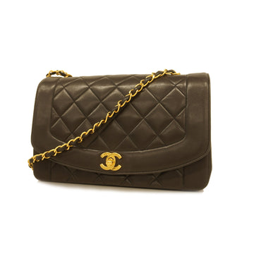 Chanel Shoulder Bag Matelasse Diana Flap Single Chain Lambskin Black Gold Metal