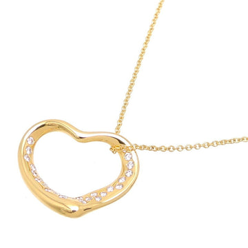 TIFFANY Open Heart Diamond Women's Necklace 750 Yellow Gold