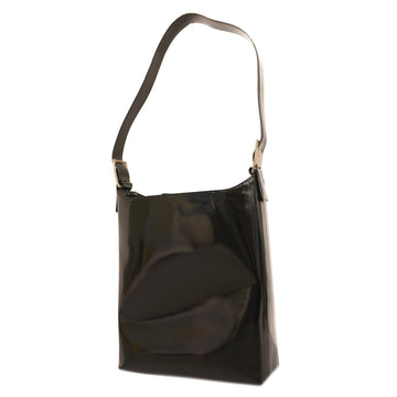 Salvatore Ferragamo Vara Shoulder Bag Women's Leather Enamel Black