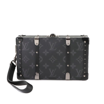 LOUIS VUITTON Monogram Eclipse Wallet Trunk Clutch Bag Leather Black Gray M20249