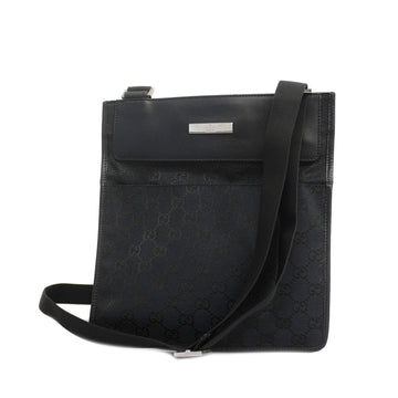 GUCCIAuth  019 0348 Women's GG Canvas Shoulder Bag Black