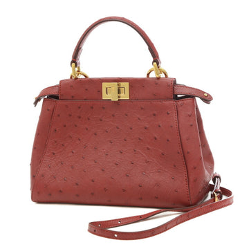 FENDI Mini Peekaboo 2WAY Shoulder Bag Aust Red 8BN244