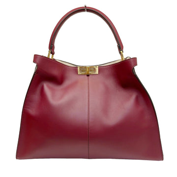 Fendi Peekaboo X-light handbag leather 8BN304 gold hardware women's men's Bordeaux wine red