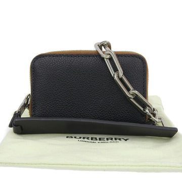 Burberry logo mini wallet with chain coin case leather black brown TIVPJO1272