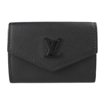 Louis Vuitton Portefeuille Lock Mini Trifold Wallet M68787 Calf Leather Noir Black Compact W Hook