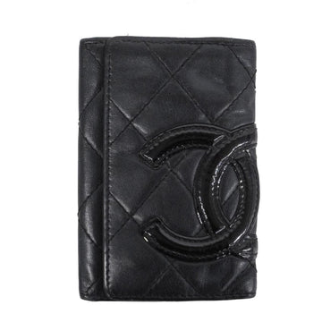 CHANEL Key Case Cambon Lambskin Patent Leather Black Ladies