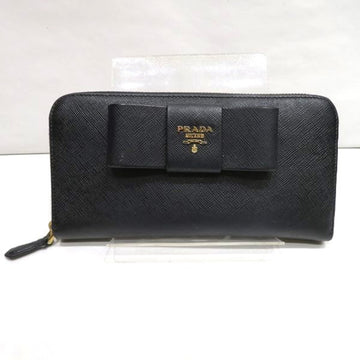 PRADA Saffiano ribbon with round zipper 1ML506 long wallet ladies