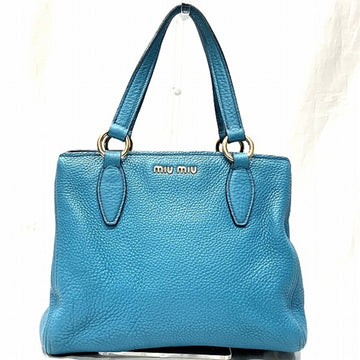MIU MIU Miu Vitello Caribe RN0757 Leather Turquoise Bag Handbag Ladies