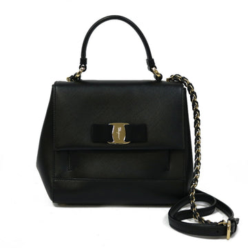 Salvatore Ferragamo Shoulder Bag Vala Ribbon Black