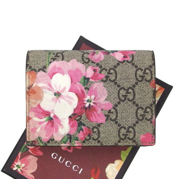 GUCCI GG Supreme Blooms Bifold Compact Wallet Pink 453176