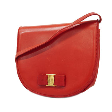 SALVATORE FERRAGAMO Shoulder Bag Vara Leather Red Gold Hardware Women's