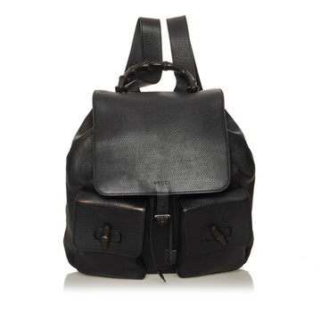 Gucci Bamboo Backpack 387097 Black Leather Ladies