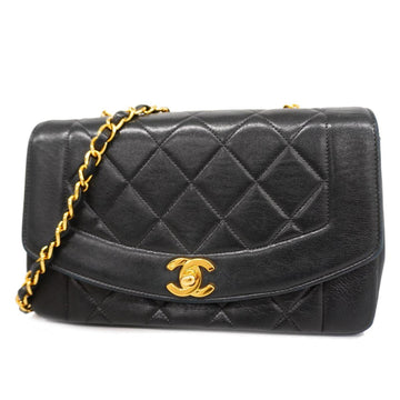 CHANEL Shoulder Bag Diana Chain Lambskin Black Gold Hardware Women's