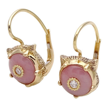 Gucci Earrings Women's Cat 750 Yellow Gold Le Marche de Merveille Polished