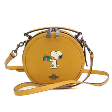 COACH × PEANUTS CF290 Women's Leather Handbag,Shoulder Bag Dark Yellow