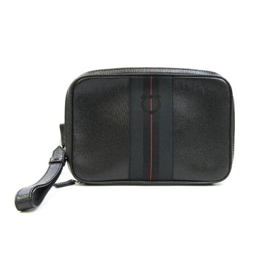 SALVATORE FERRAGAMO FZ-24 9586 Men's Leather Clutch Bag Black