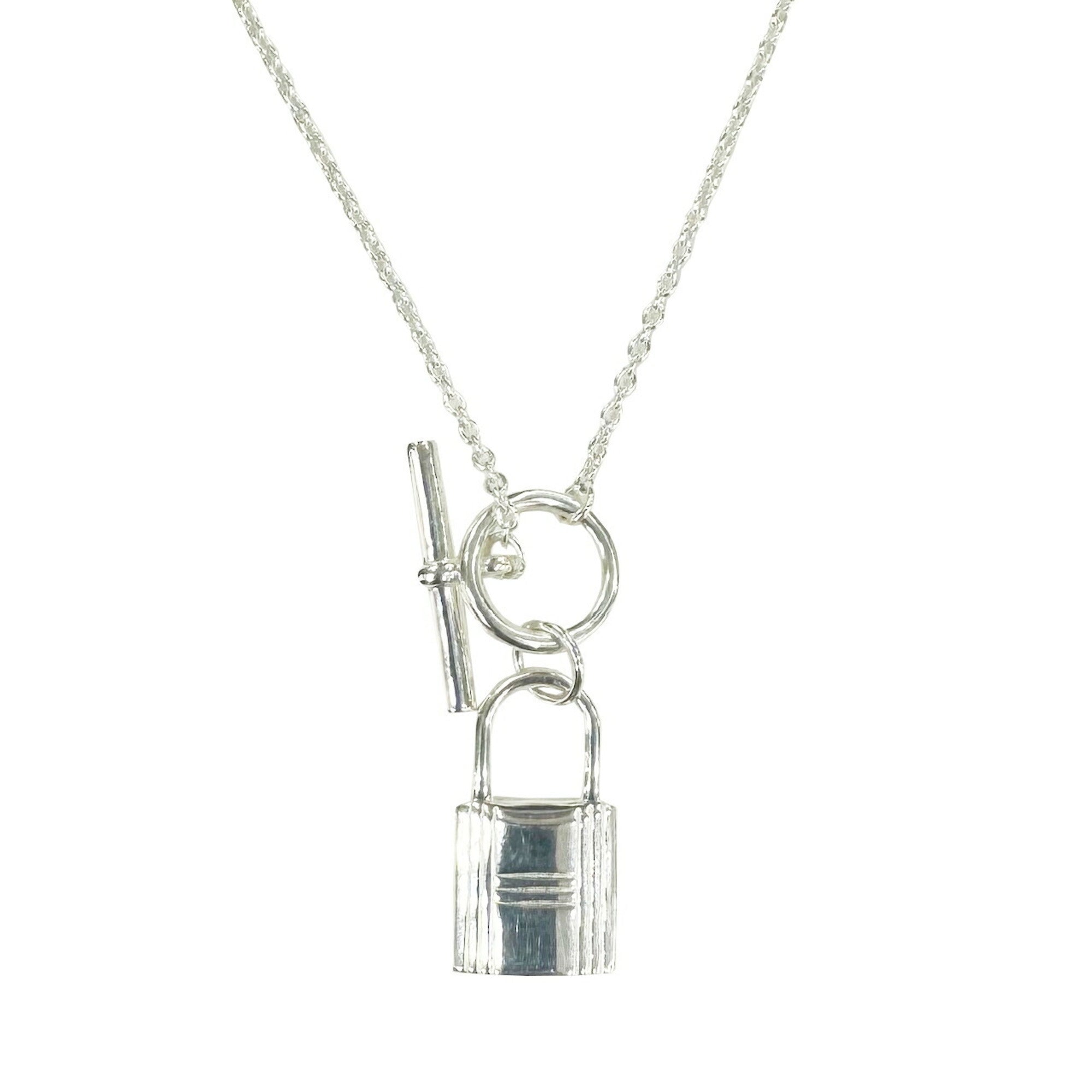 Shop HERMES Hermes Cadenas Amulette Necklace & Pendant silver AG-925 by  Kenista | BUYMA