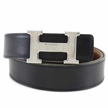 HERMES Constance 32 Box Calf x Togo Black/Brown L Men's Belt