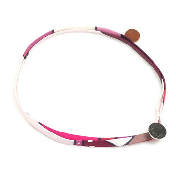 HERMES Choker Necklace Petite Ash Silk/Metal Pink/Multicolor/Silver Women's
